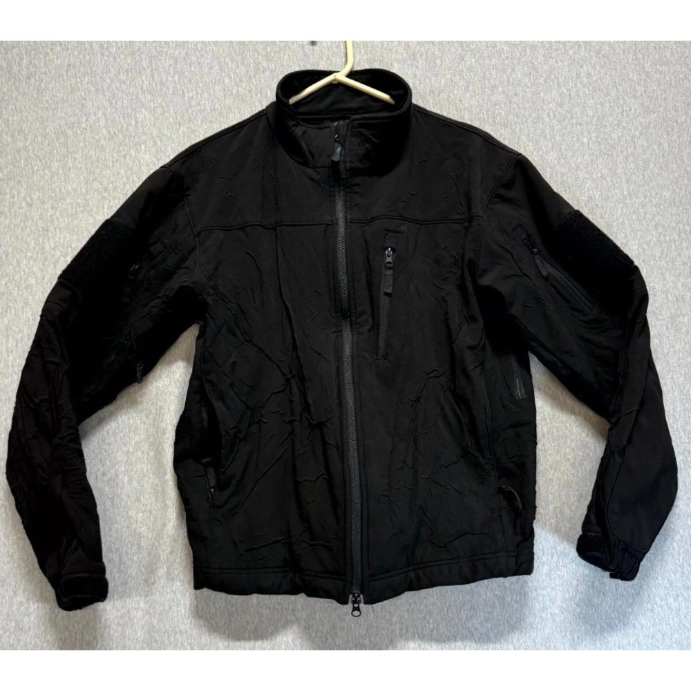 Condor Phantom Softshell Jacket Mens Med Black Fleece Lined Dual Slider Full Zip